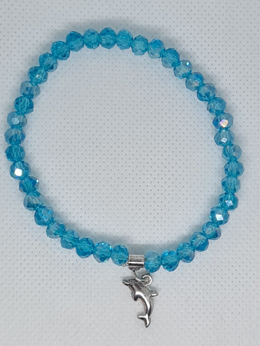Bead Bracelet with Sterling Silver Dolphin Charm