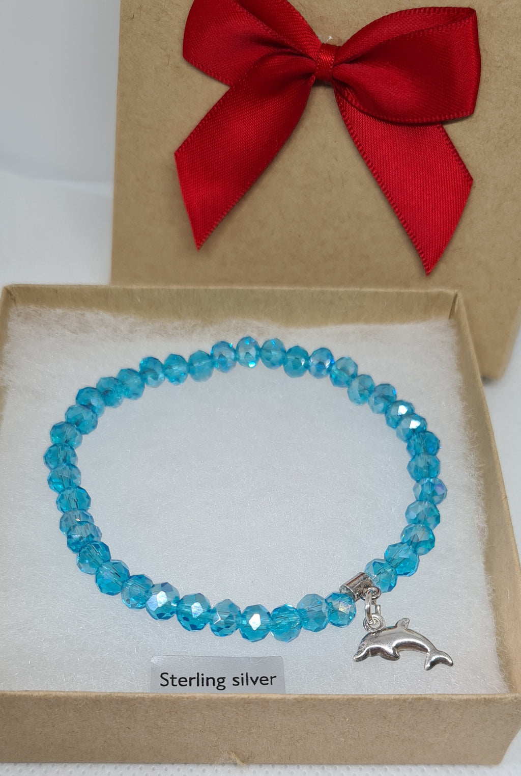 Bead Bracelet with Sterling Silver Dolphin Charm