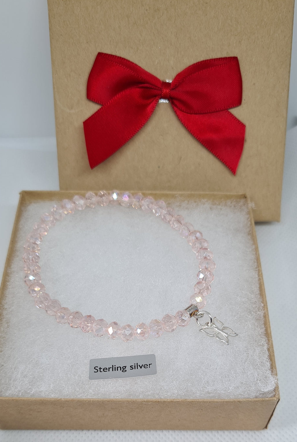 Pink Bead Bracelet with Butterfly Charm