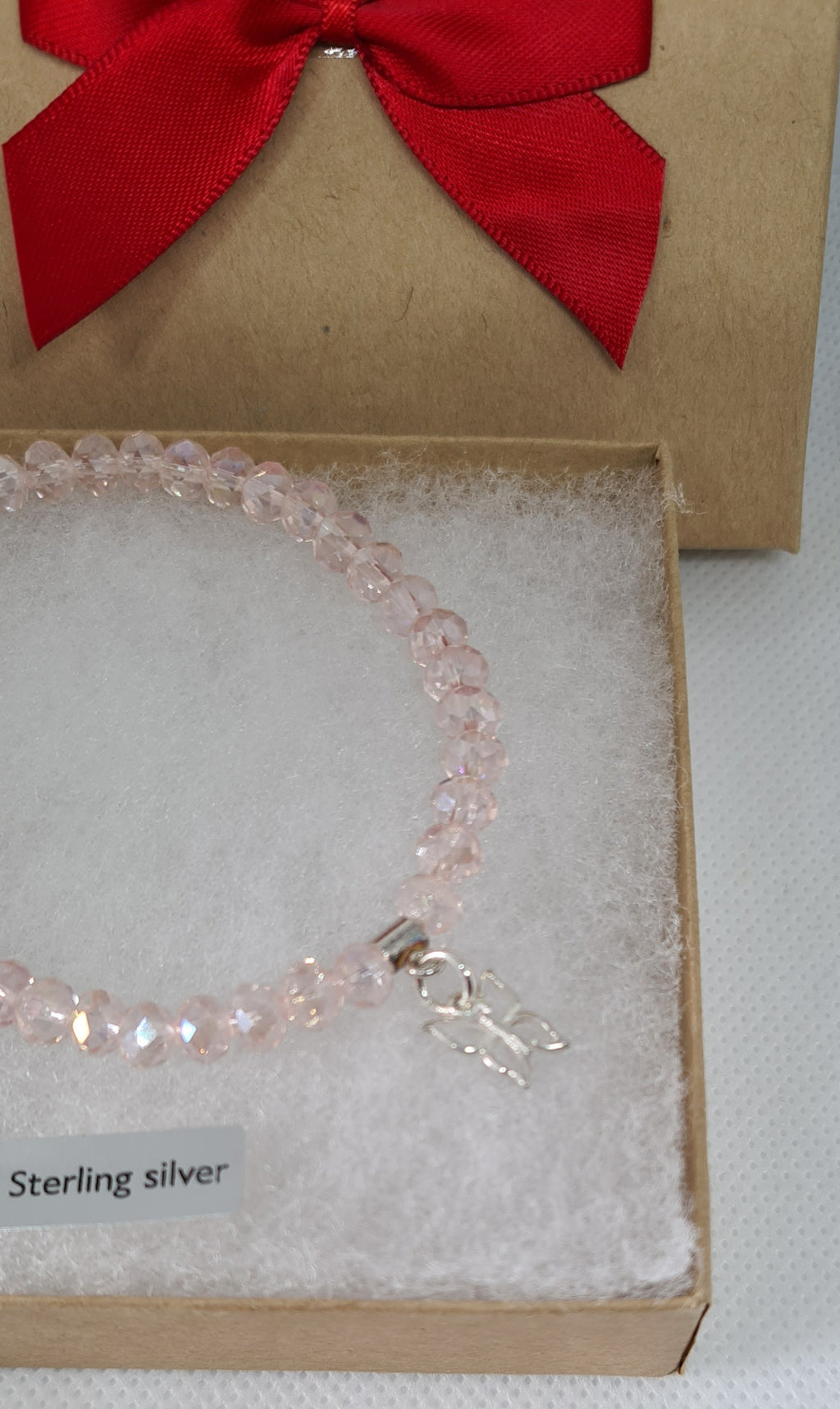 Pink Bead Bracelet with Butterfly Charm